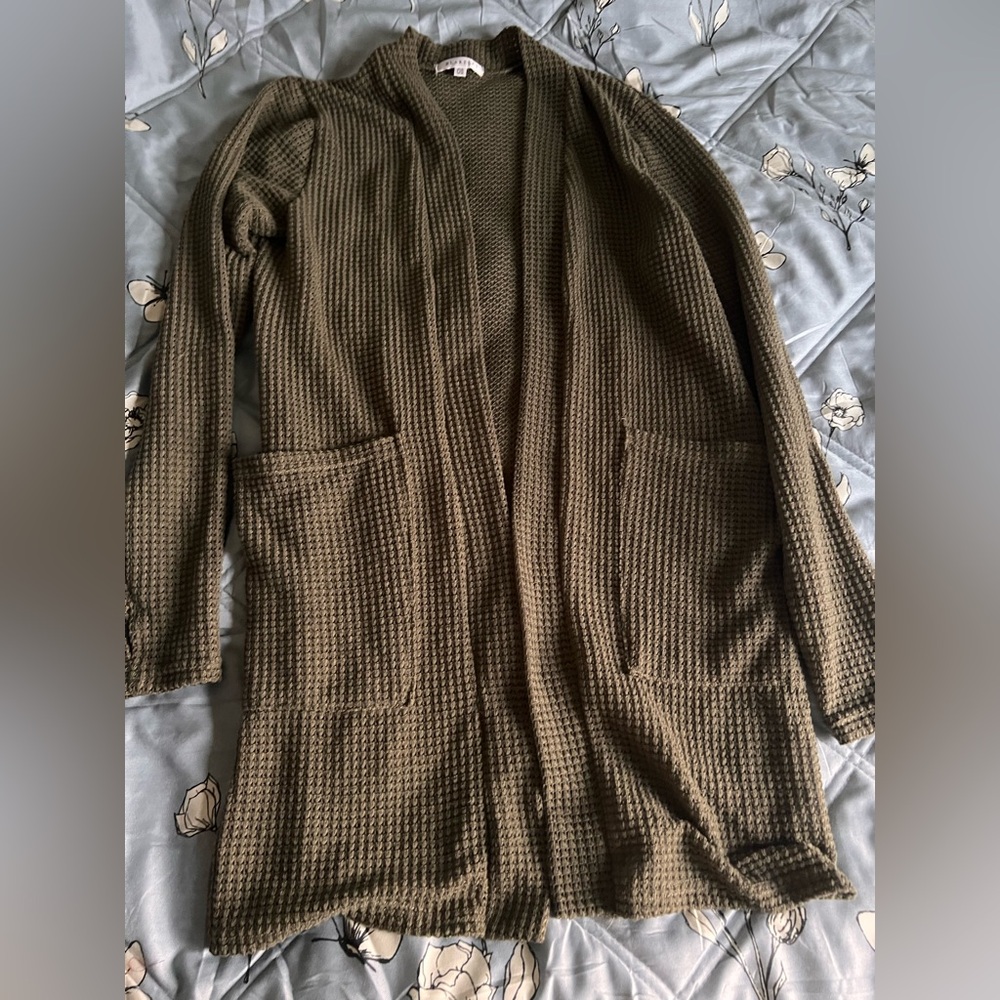 Elegant Olive Open-Front Cardigan